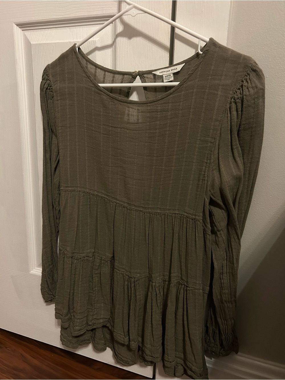 American Eagle Olive Green Peasant Blouse